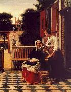 Pieter de Hooch Woman and a Maid with a Pail in a Courtyard Spain oil painting reproduction